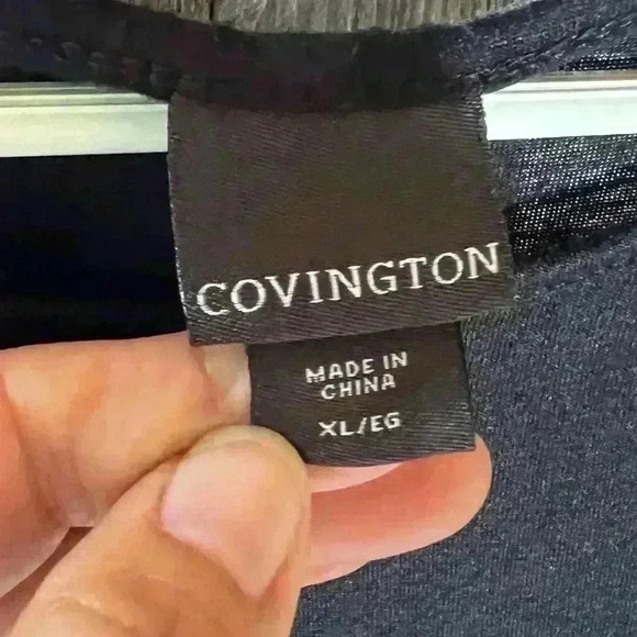 Covington Womens XL Crew Neck Sequined Short Sleeve Black Top - Picture 3 of 5